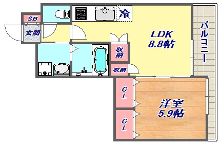 ジョイフル神戸摂津本山の物件間取画像