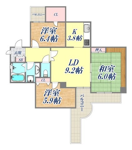 グランドゥール逆瀬川の物件間取画像