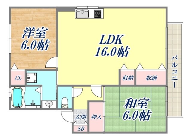 プレステージ芦屋B棟の物件間取画像