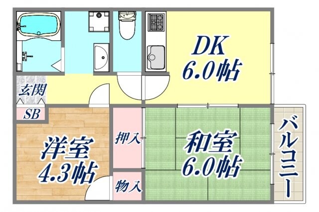 ハイツ香風1の物件間取画像