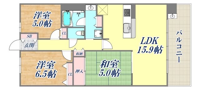 尼崎D.C.グランスクエアNORTH棟の物件間取画像