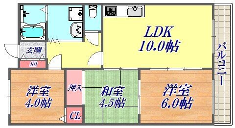 エバーグレイス武庫之荘の物件間取画像
