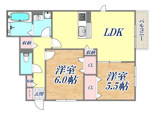 （仮）西宮市広田町D-room　A棟の物件間取画像