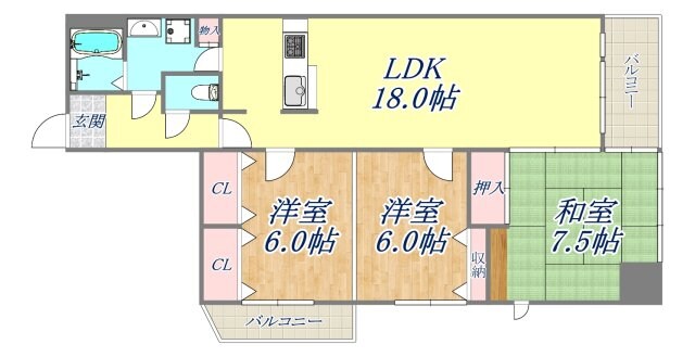 アミング潮江15‐3号棟の物件間取画像