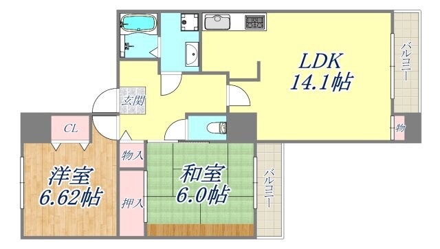 アミング潮江20-1号棟の物件間取画像