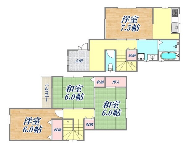 奥田貸家の物件間取画像