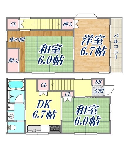 武庫之荘東戸建の物件間取画像