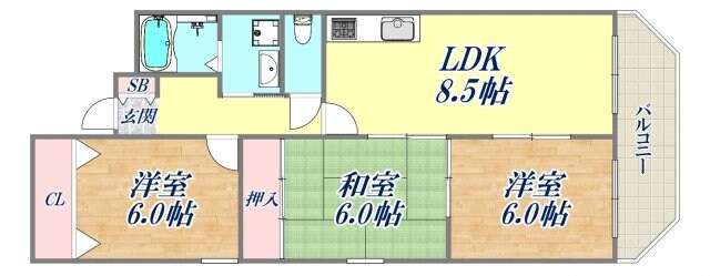 シャトレ鳴尾の物件間取画像