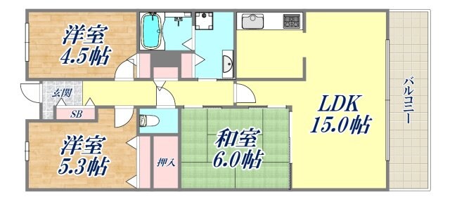 ルネ門戸西棟の物件間取画像