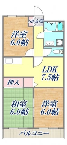 ハーモニーマンションD棟の物件間取画像