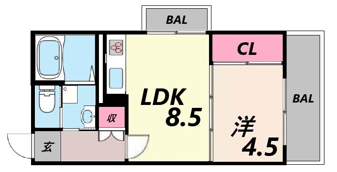 手柄駅 徒歩7分 4階の物件間取画像