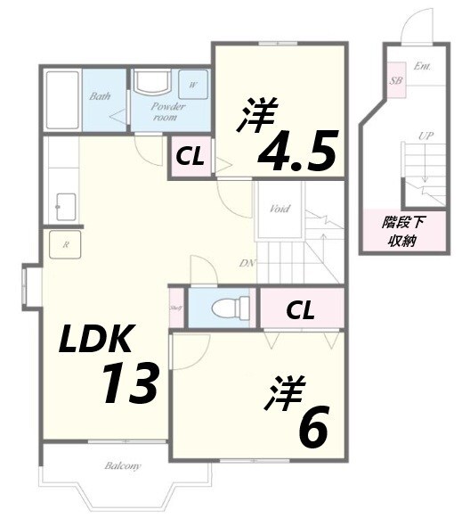 的形駅 徒歩7分 2階の物件間取画像