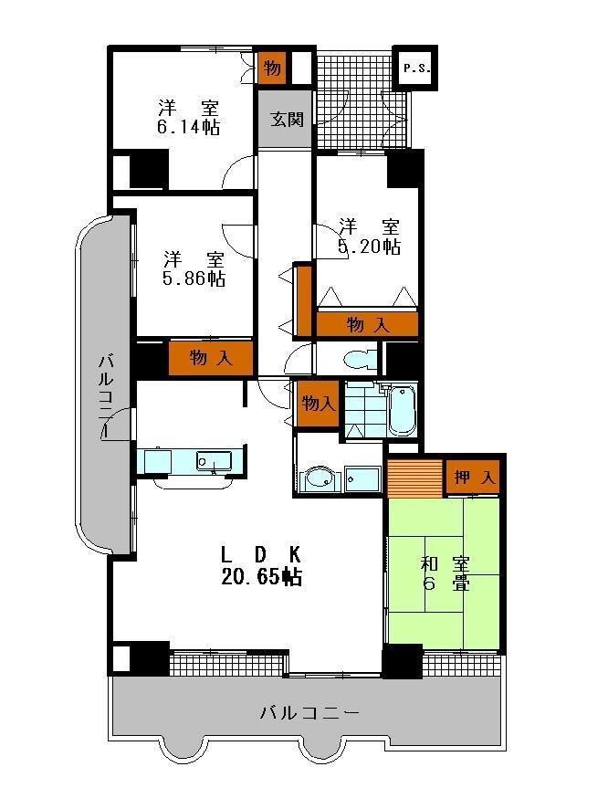 野里駅 徒歩5分 9階の物件間取画像