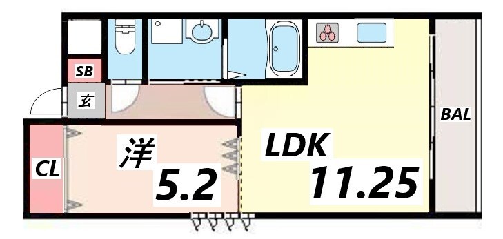 手柄駅 徒歩1分 3階の物件間取画像