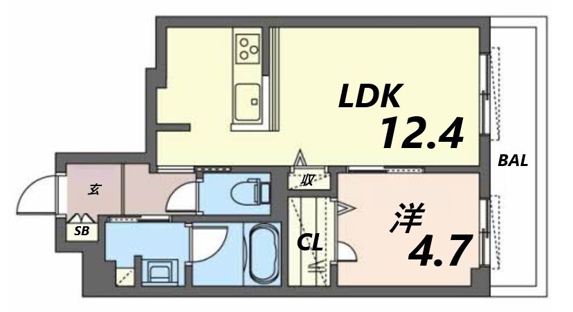 手柄駅 徒歩3分 3階の物件間取画像