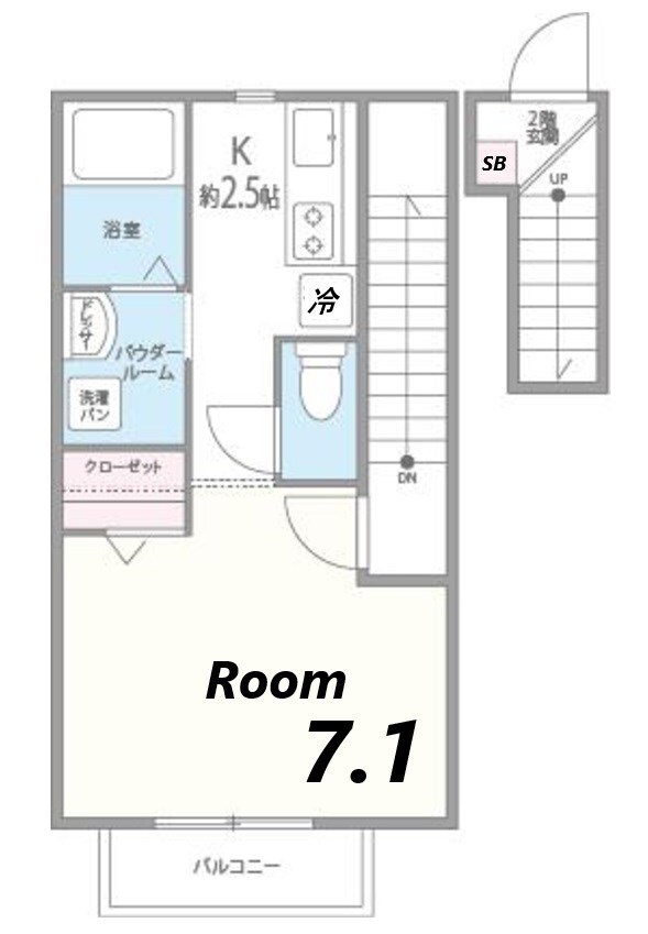 英賀保駅 徒歩5分 2階の物件間取画像