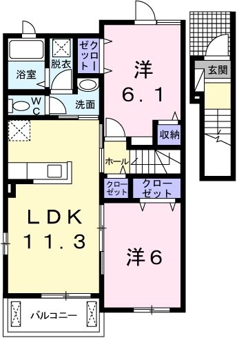 平松駅 徒歩4分 2階の物件間取画像