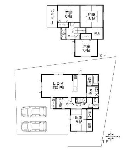 英賀保駅 徒歩41分 1-2階の物件間取画像