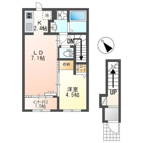 野里駅 徒歩4分 2階の物件間取画像