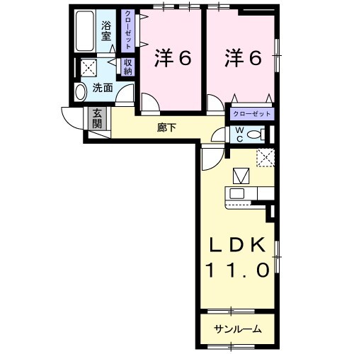 フェリア太田Bの物件間取画像