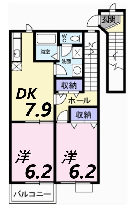 亀山駅 徒歩5分 2階の物件間取画像