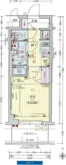 南方駅 徒歩3分 15階の物件間取画像