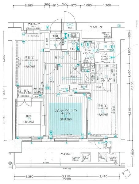 庄内駅 徒歩5分 6階の物件間取画像