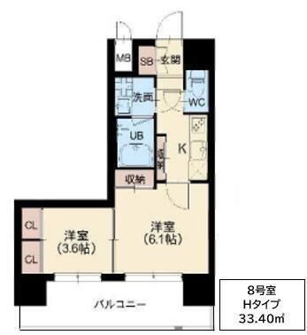 江坂駅 徒歩2分 7階の物件間取画像