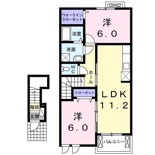 南摂津駅 徒歩25分 2階の物件間取画像