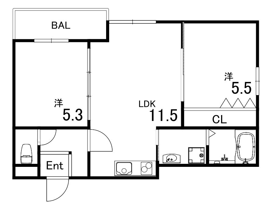 ボヌール緑地公園の物件間取画像