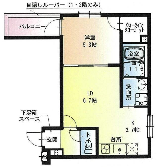 岸辺駅 徒歩10分 1階の物件間取画像