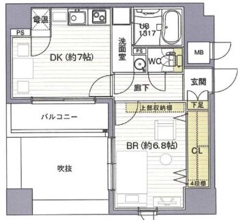 江坂駅 徒歩4分 7階の物件間取画像