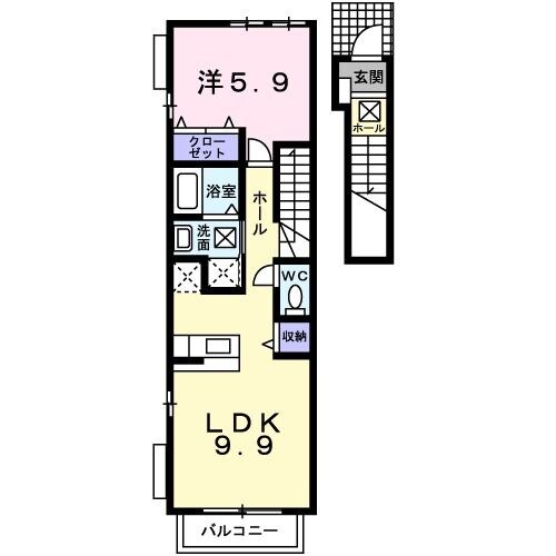 猪名寺駅 徒歩23分 2階の物件間取画像