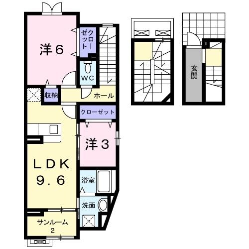 南摂津駅 徒歩25分 3階の物件間取画像