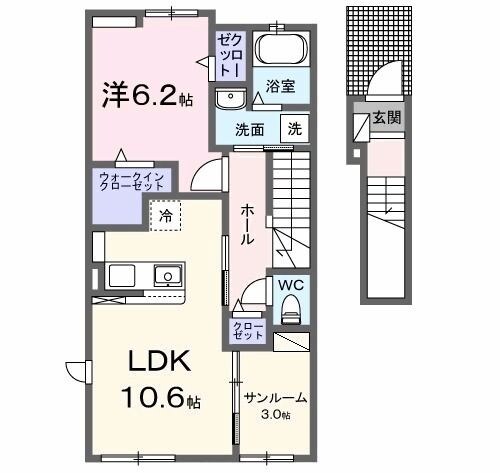 岡町駅 徒歩5分 2階の物件間取画像