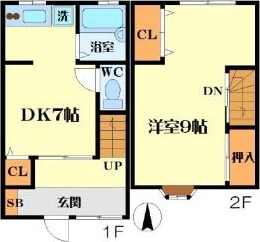 江坂駅 徒歩9分 1-2階の物件間取画像