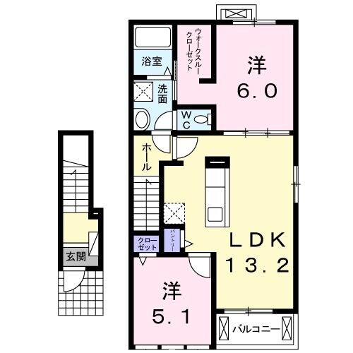 井高野駅 徒歩4分 2階の物件間取画像