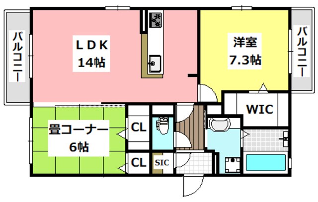 Vent Vert千里丘（ヴァンヴェールセンリオカ）の物件間取画像