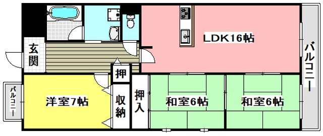 南茨木駅 徒歩24分 6階の物件間取画像