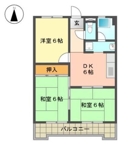 小幡駅 徒歩29分 3階の物件間取画像