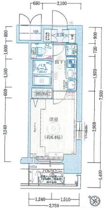 エステムプラザ神戸水木通グランクロスの物件間取画像