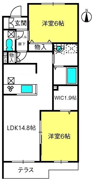 越谷駅 徒歩15分 1階の物件間取画像