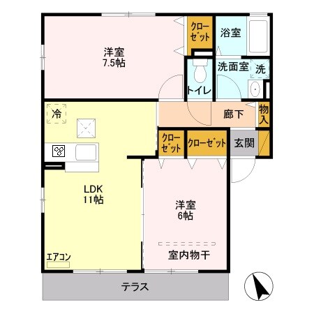 越谷駅 バス10分  谷中2丁目下車：停歩3分 1階の物件間取画像