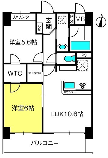 浦和駅 徒歩15分 10階の物件間取画像