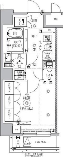 神谷町駅 徒歩4分 8階の物件間取画像