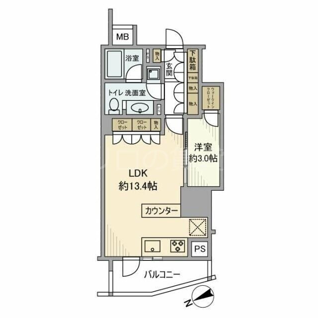 五反田駅 徒歩6分 7階の物件間取画像