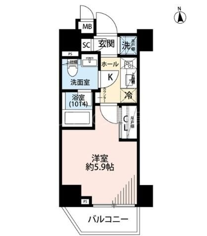 荏原中延駅 徒歩7分 9階の物件間取画像