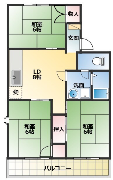 サンハイツ宮川Aの物件間取画像