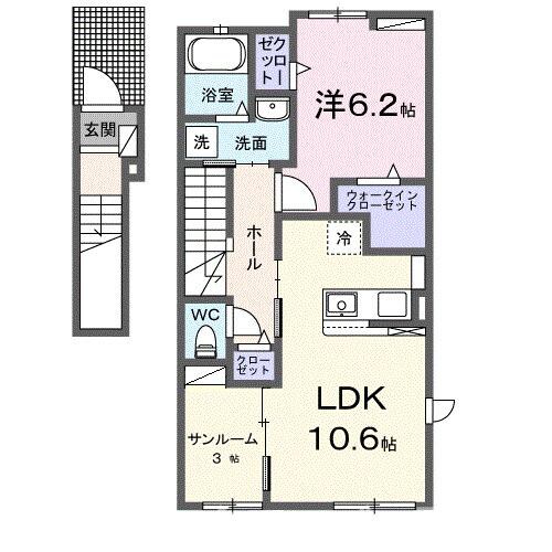 綾川町アパートＡの物件間取画像