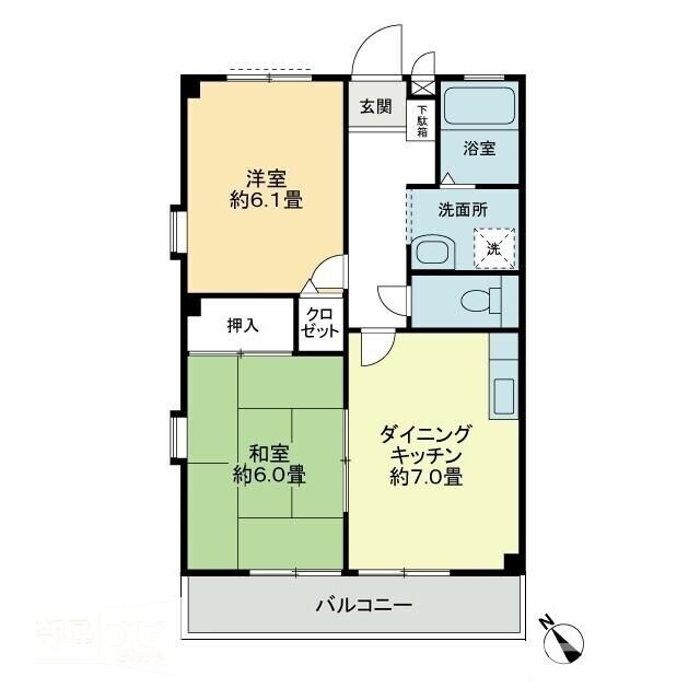 フォブール川津Bの物件間取画像